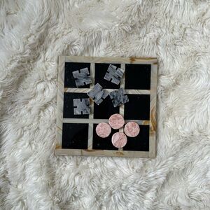 Marble Tic Tac Toe Game Set - Black and Pink